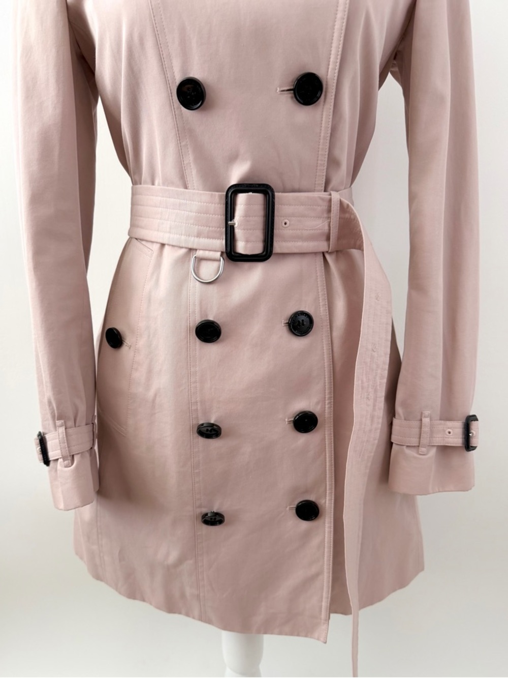 BURBERRY LONDON | Pink Heritage Trench Coat Belted Wool Cashmere Liner US 8 - Picture 5 of 16